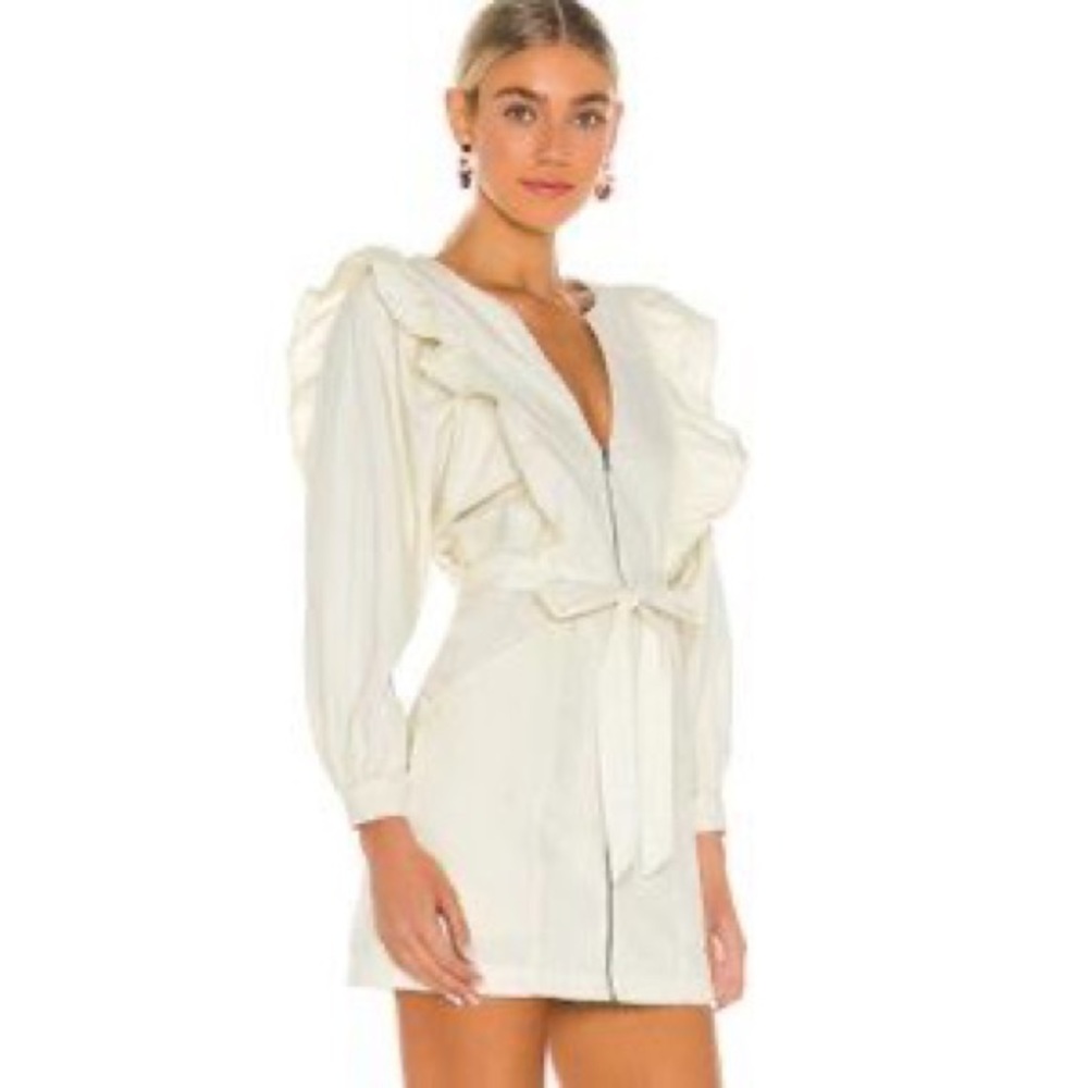Free People Imogene Ivory Ruffled Mini Dress